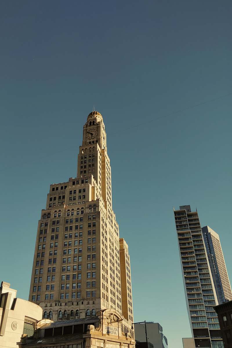 office building clock tower building city